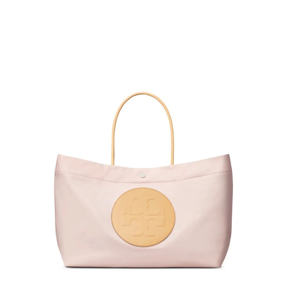 Tory Burch Ella Twist Tote Womens OS Rose Mist Pink New Large Nylon Bag 151463